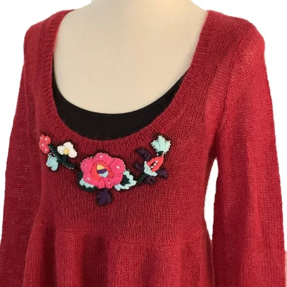 Moda International Scoop Neck Embroidered Sweater - Picture 4 of 7